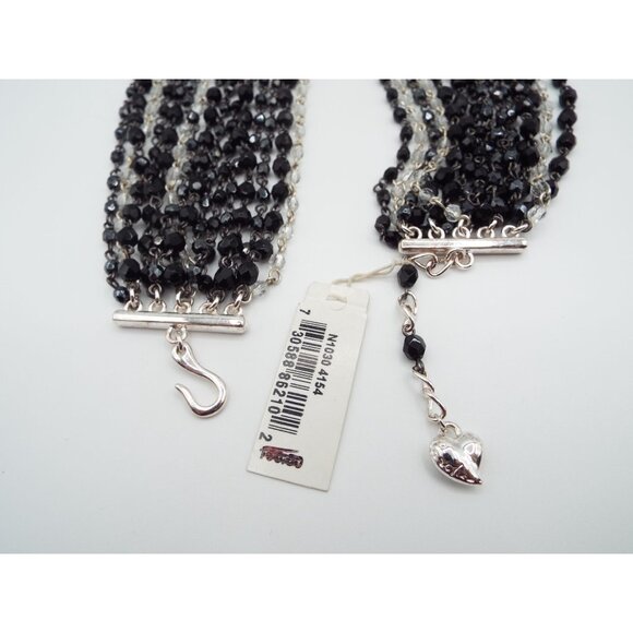 Vintage Carolee Black and Clear Multistrand Beaded Choker Necklace - Picture 5 of 11